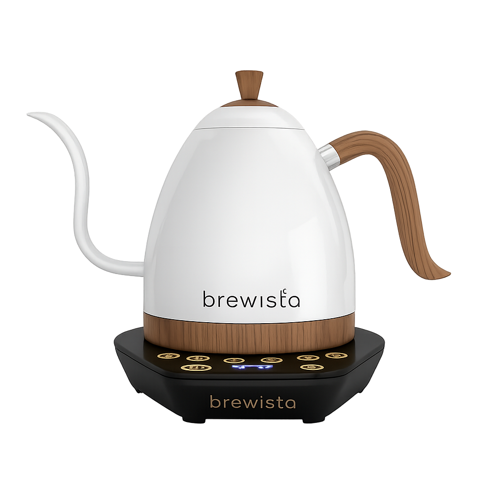 LATEST GEN 3 PRO Brewista Gooseneck Variable Kettle - Pearl White 1L W/ Black Base