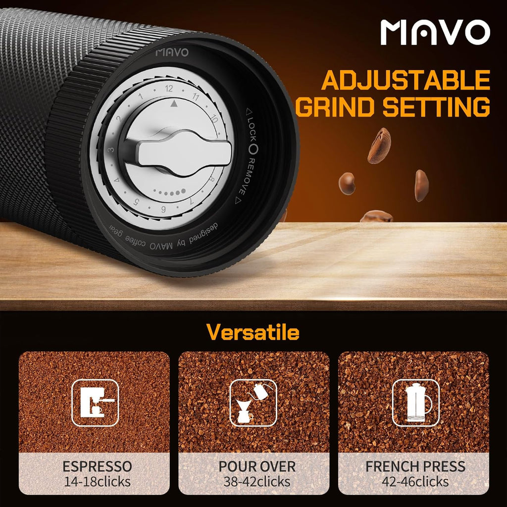 MAVO Wizard Manual Coffee Grinder-Black Versatile
